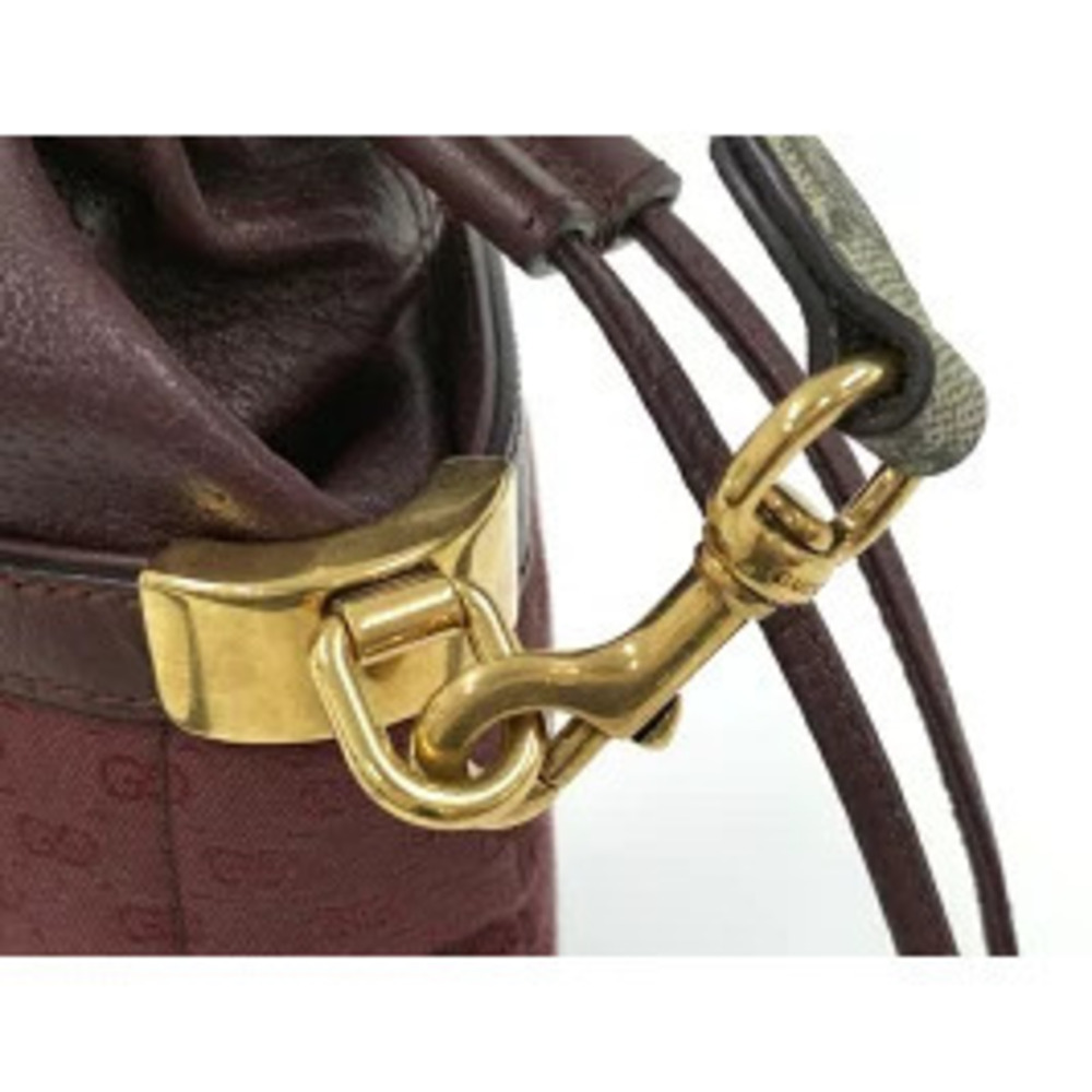 GUCCI shoulder bag leather canvas Bordeaux Red - Picture 6 of 9